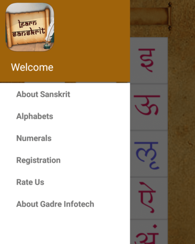Interactive App for Vowel and Consonants of Sanskrit Alphabets and Numbers.